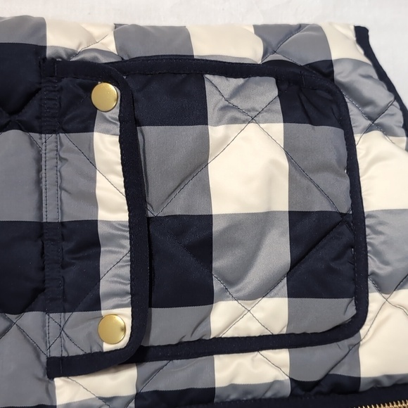J Crew Blue White Plaid Full Zip Down Filled Vest Size XS - Picture 4 of 6